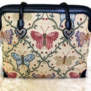 Brighton Handbag black leather braided straps.